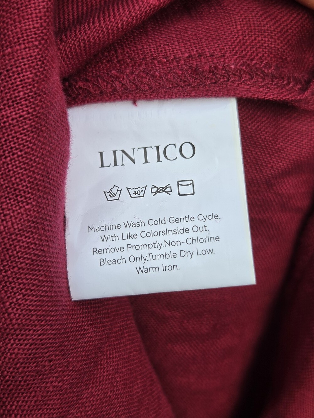 NWT Lintico Red 100% Linen Midi Tunic Dress XL Lagenlook Boho Coastal Grandma - Picture 7 of 14